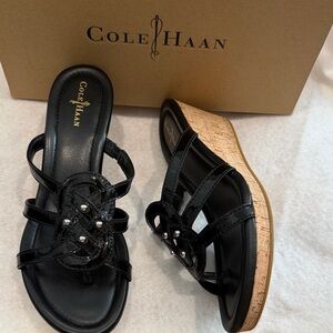 Cole Haan Black Wedge Sandals